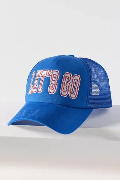 Worn/west Let's Go Trucker Hat In Blue