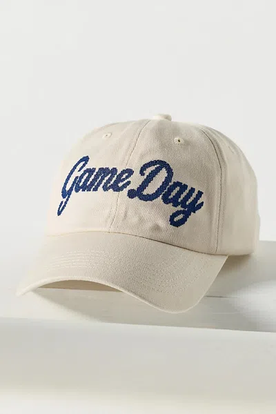 Worn/west Needlepoint Baseball Cap In Beige