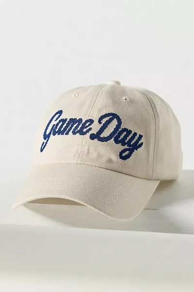 Worn/west Needlepoint Baseball Cap In Ivory