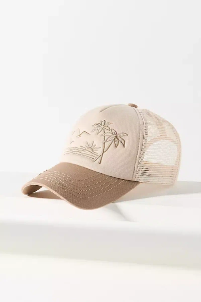Worn/west Salty Beach Trucker Hat In Beige