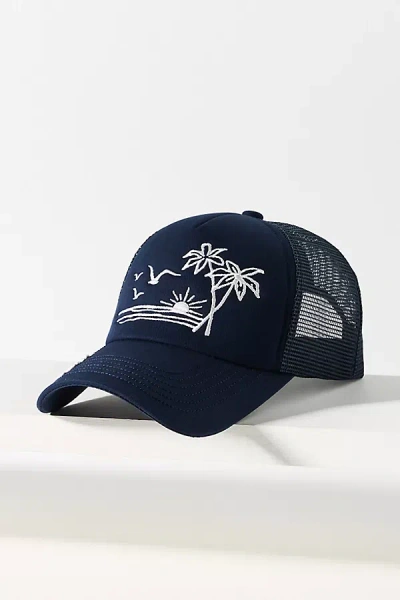 Worn/west Salty Beach Trucker Hat In Blue
