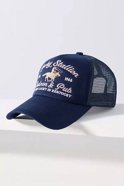 Worn/west Trucker Hat In Blue