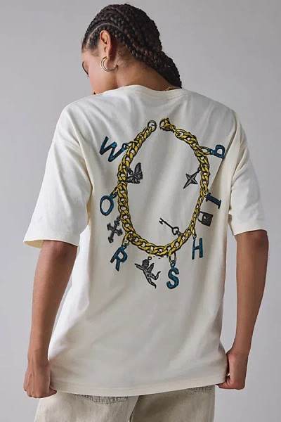 Worship Supplies Charmed Graphic Relaxed Fit Tee In Cream, Women's At Urban Outfitters In White
