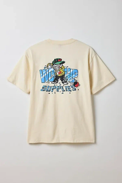 Worship Supplies Menace Graphic Tee In Ivory, Men's At Urban Outfitters In Neutral