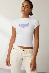 Worship Supplies Not Your Angel Graphic Baby Tee In White, Women's At Urban Outfitters In White