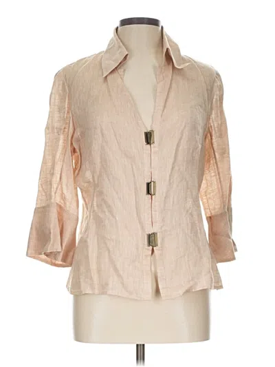 Pre-owned Worth 3/4 Sleeve Button Down Shirt In Tan