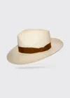 Worth & Worth By Orlando Palacios Men's Casablanca Montecristi Panama Straw Hat In Brown Band