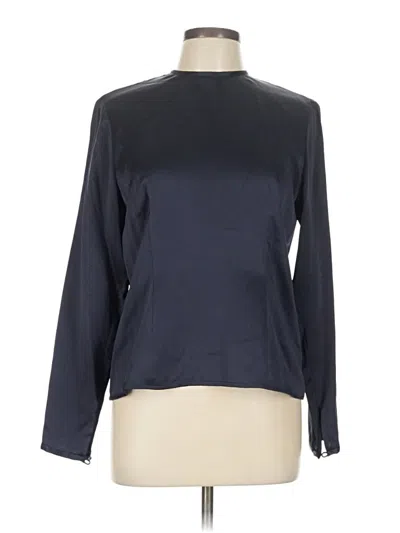 Pre-owned Worth Long Sleeve Silk Top Black Mock Neckline Tops