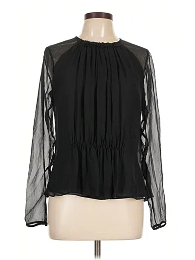 Pre-owned Worth Long Sleeve Silk Top Black Mock Neckline Tops