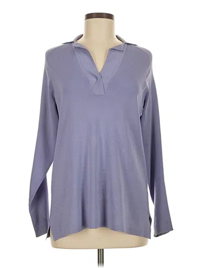 Pre-owned Worth Long Sleeve Silk Top Purple Open Neckline Tops
