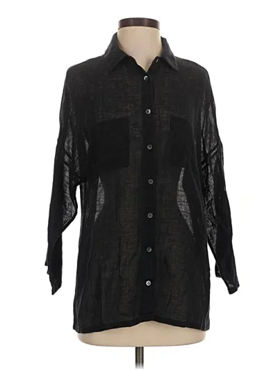 Pre-owned Worth New York 3/4 Sleeve Button Down Shirt In Black