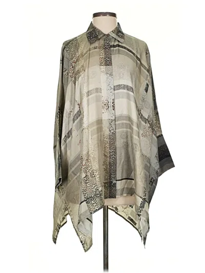 Pre-owned Worth New York 3/4 Sleeve Silk Top Gray Cowl Neck Tops