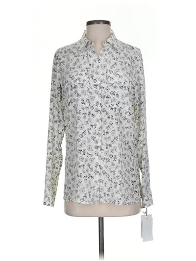 Pre-owned Worth New York Long Sleeve Blouse In Silver