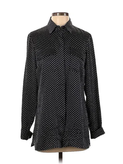 Pre-owned Worth New York Long Sleeve Silk Top Black Polka Dots Pattern Tie Neck Tops