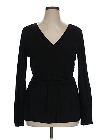 Pre-owned Worth New York Long Sleeve Top Black Plunge Neckline Tops