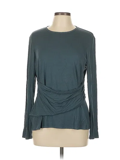 Pre-owned Worth New York Long Sleeve Top Teal Cowl Neck Tops In Blue