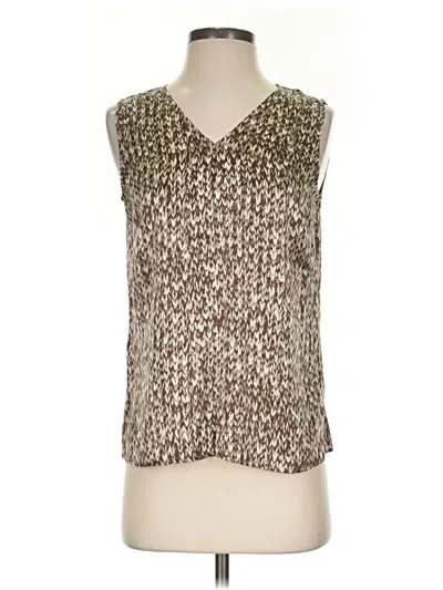 Pre-owned Worth New York Sleeveless Silk Top Brown V-neck Tops