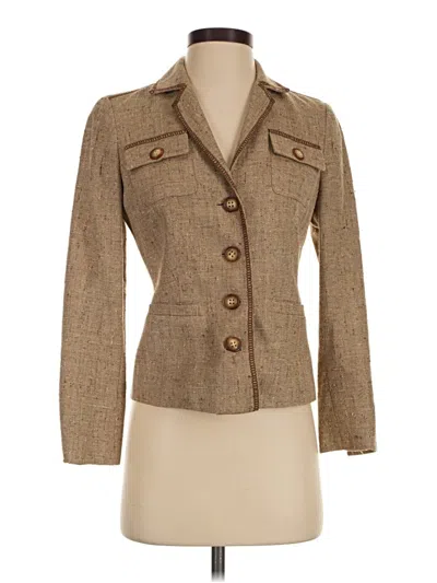 Pre-owned Worth Silk Blazer Jacket In Tan
