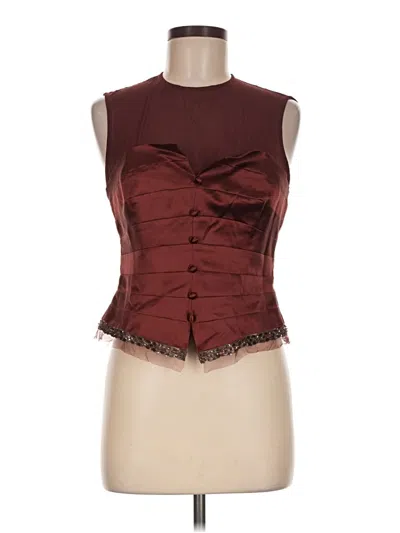 Pre-owned Worth Sleeveless Silk Top Burgundy Strapless Neckline Tops