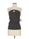 Worth Sleeveless Silk Top Gray Strapless Neckline Tops In Gray