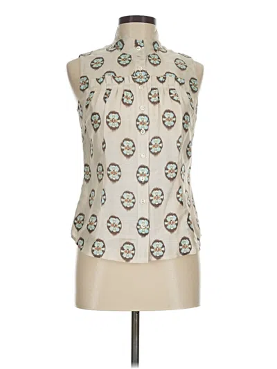 Pre-owned Worth Sleeveless Silk Top Ivory High Neck Tops