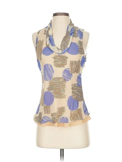 Pre-owned Worth Sleeveless Silk Top Tan Cowl Neck Tops In Brown