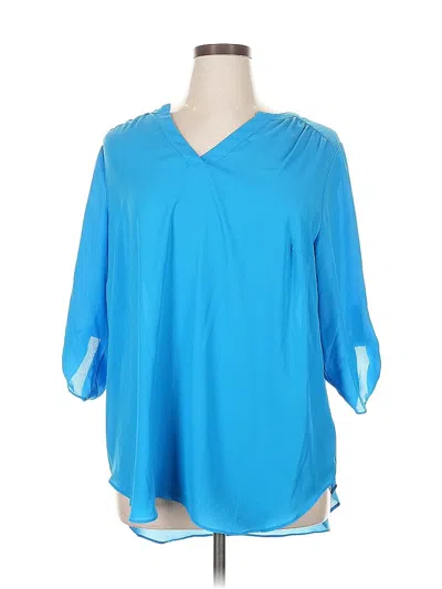 Pre-owned Worthington 3/4 Sleeve Blouse In Blue