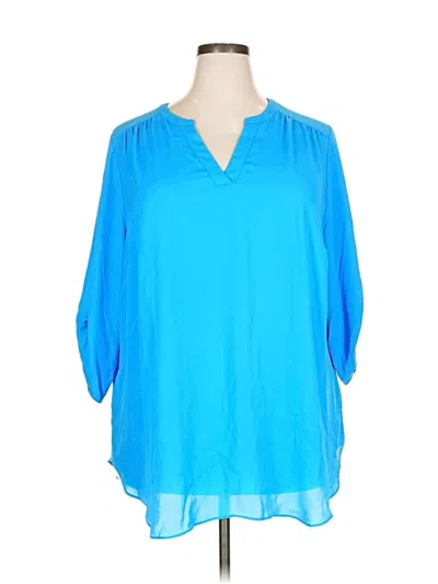Pre-owned Worthington 3/4 Sleeve Blouse In Blue