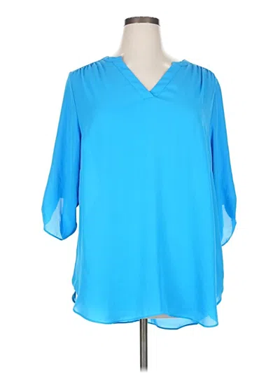 Pre-owned Worthington 3/4 Sleeve Blouse In Blue