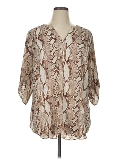 Pre-owned Worthington 3/4 Sleeve Blouse In Brown