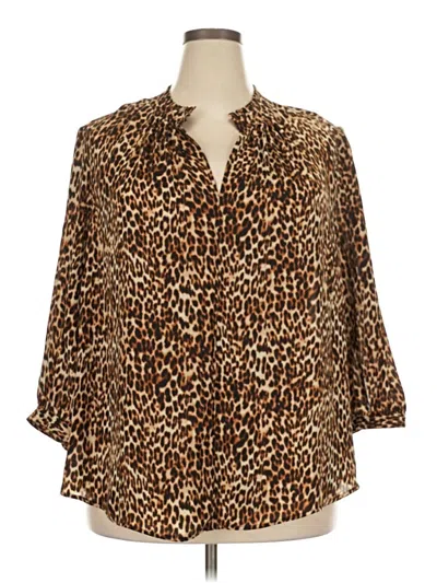 Pre-owned Worthington 3/4 Sleeve Blouse In Brown