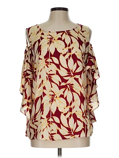 Pre-owned Worthington 3/4 Sleeve Blouse In Burgundy