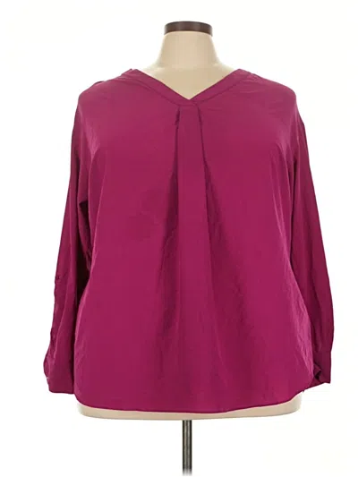 Pre-owned Worthington 3/4 Sleeve Blouse In Burgundy