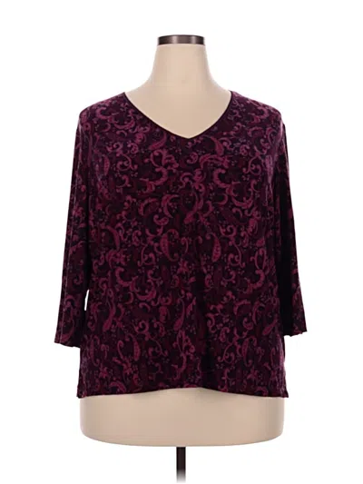 Pre-owned Worthington 3/4 Sleeve Blouse In Burgundy