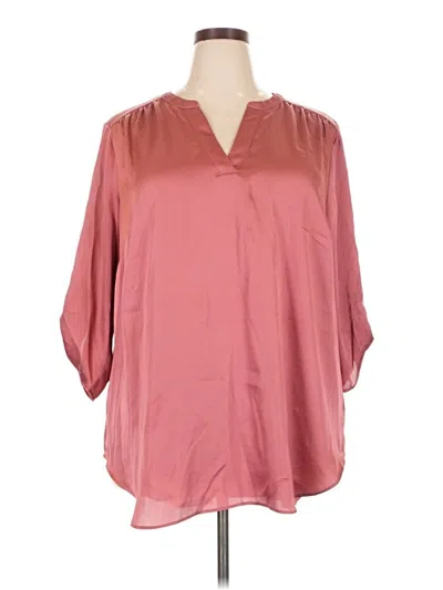 Pre-owned Worthington 3/4 Sleeve Blouse In Burgundy