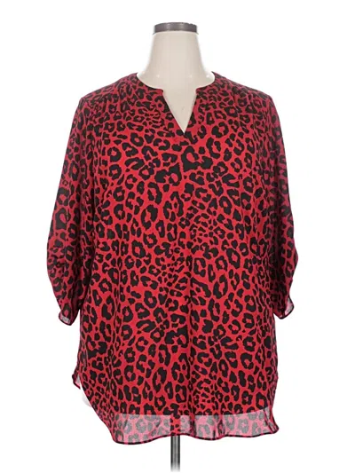 Pre-owned Worthington 3/4 Sleeve Blouse In Red