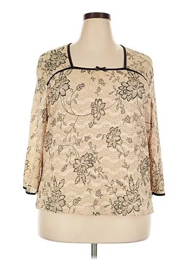 Pre-owned Worthington 3/4 Sleeve Blouse In Tan