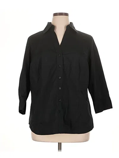 Pre-owned Worthington 3/4 Sleeve Button Down Shirt In Black
