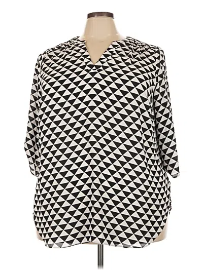 Pre-owned Worthington 3/4 Sleeve Button Down Shirt In Black