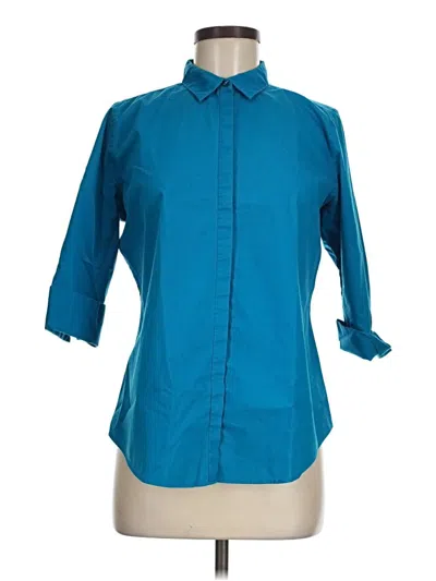 Pre-owned Worthington 3/4 Sleeve Button Down Shirt In Blue