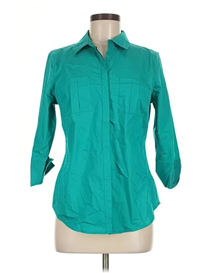Pre-owned Worthington 3/4 Sleeve Button Down Shirt In Blue
