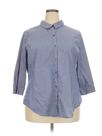 Pre-owned Worthington 3/4 Sleeve Button Down Shirt In Blue