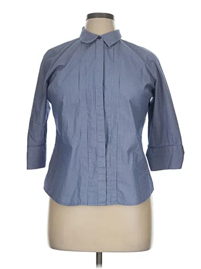 Pre-owned Worthington 3/4 Sleeve Button Down Shirt In Blue