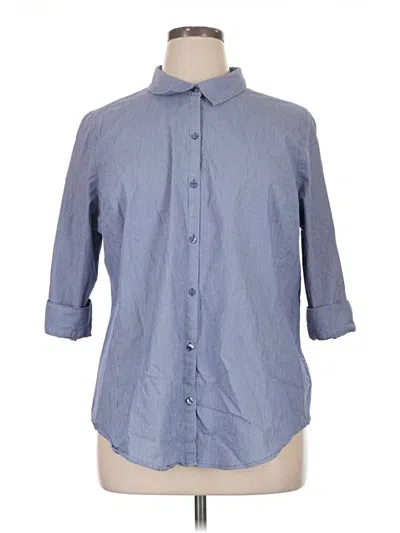 Pre-owned Worthington 3/4 Sleeve Button Down Shirt In Blue