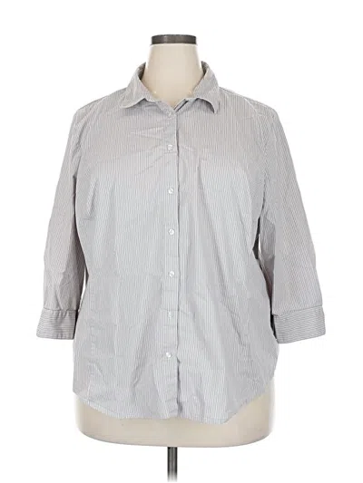 Pre-owned Worthington 3/4 Sleeve Button Down Shirt In Gray