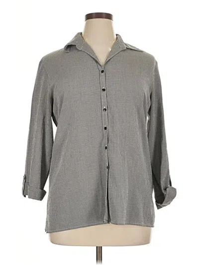 Pre-owned Worthington 3/4 Sleeve Button Down Shirt In Gray