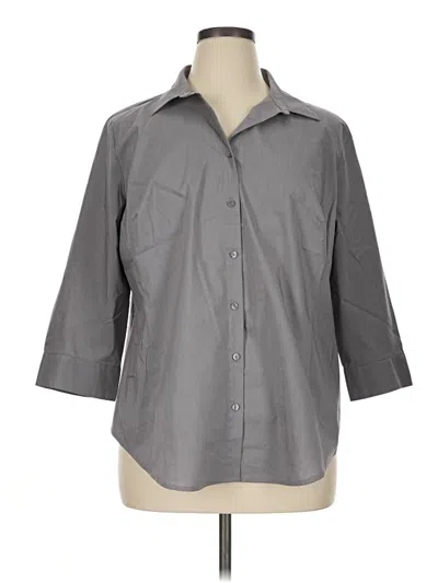 Pre-owned Worthington 3/4 Sleeve Button Down Shirt In Gray