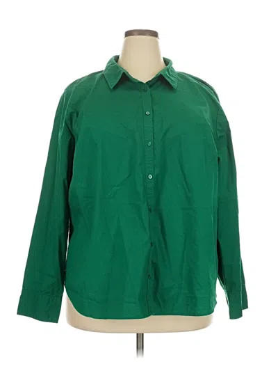 Pre-owned Worthington 3/4 Sleeve Button Down Shirt In Green