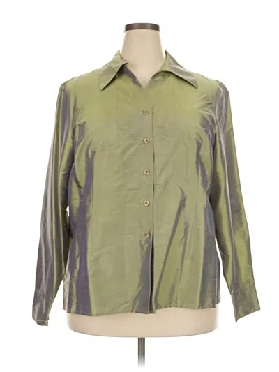 Pre-owned Worthington 3/4 Sleeve Button Down Shirt In Green