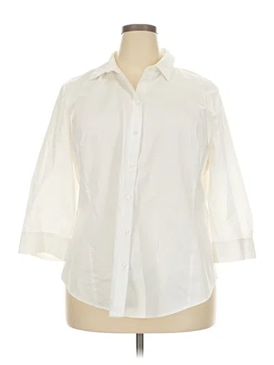 Pre-owned Worthington 3/4 Sleeve Button Down Shirt In Ivory